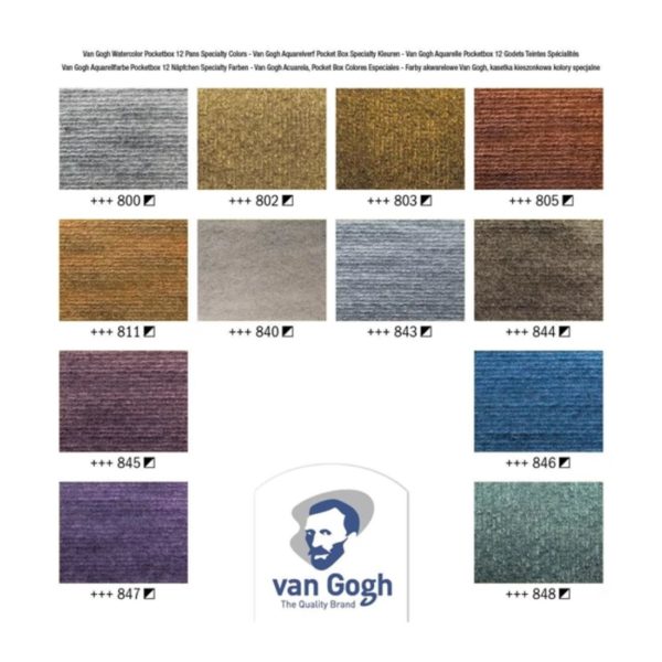 Coffret de poche de 12 demi-godets de peinture aquarelle Van Gogh Métal et interférences