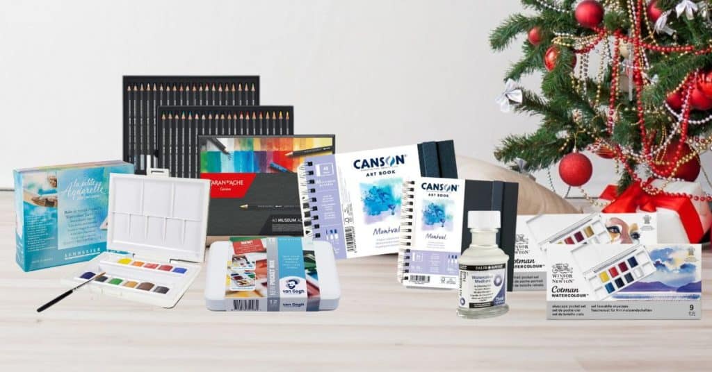 Image de mise en avant de l'article qui montre les meilleures idées cadeaux aquarelle