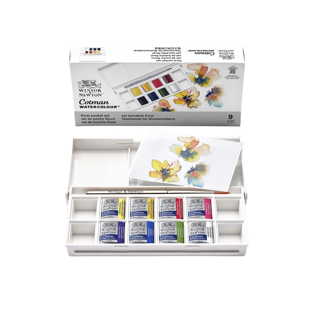Aquarelle Winsor & Newton Cotman floral - Boite de 8 1/2 godets + 1 pinceau – Image 6