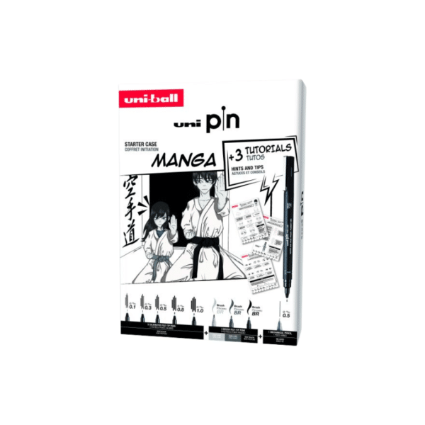 Coffret initiation Manga 8 feutres et 1 porte mine Shalaku + 3 planches de tutos Uni ball