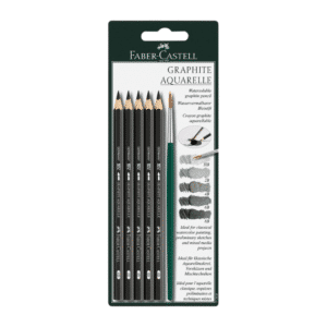 Set de 5 crayons graphite aquarellable Faber-Castell Ø 3,8 mm + 1 pinceau