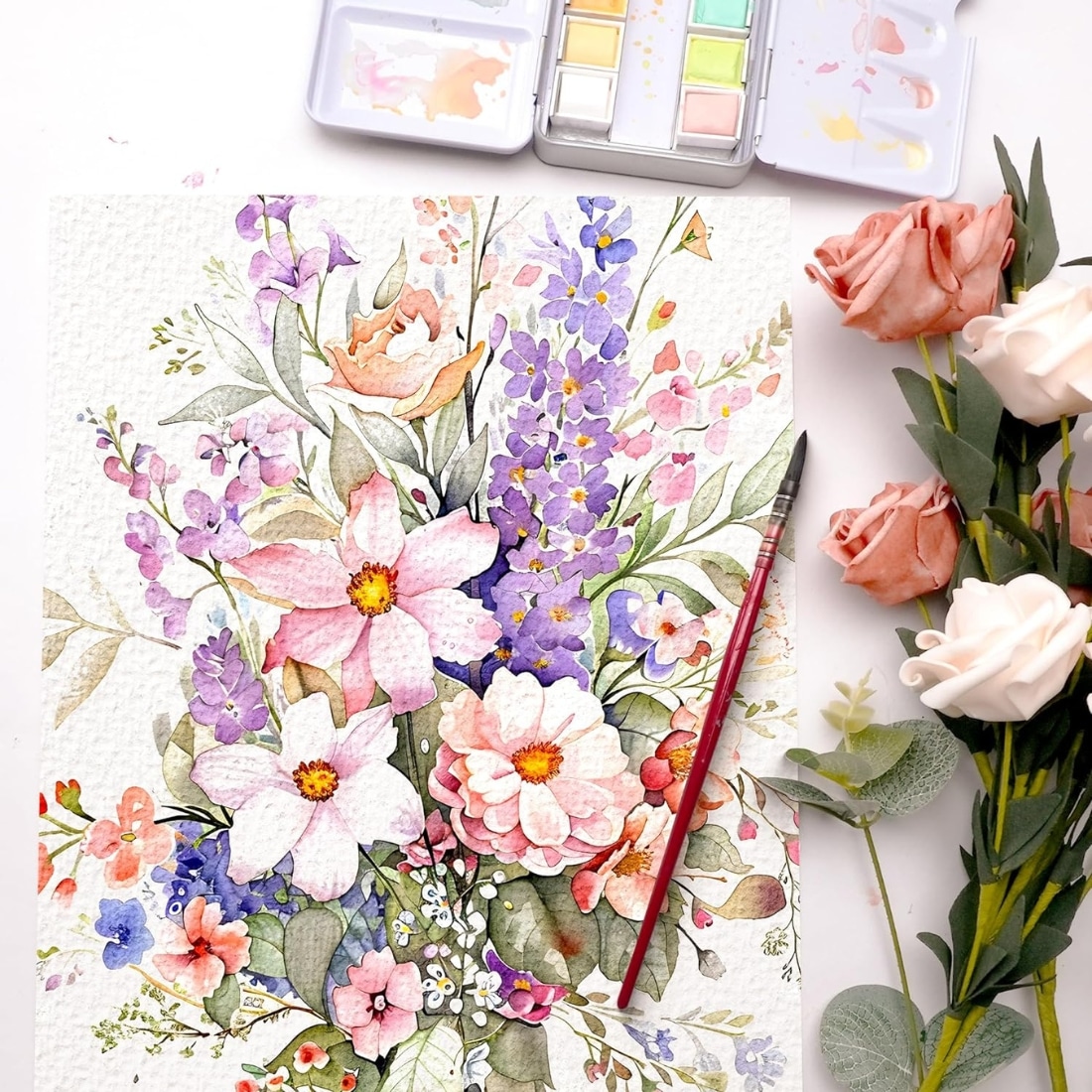 Boite métal aquarelle pastel 12 demi-godets Phoenix – Image 3