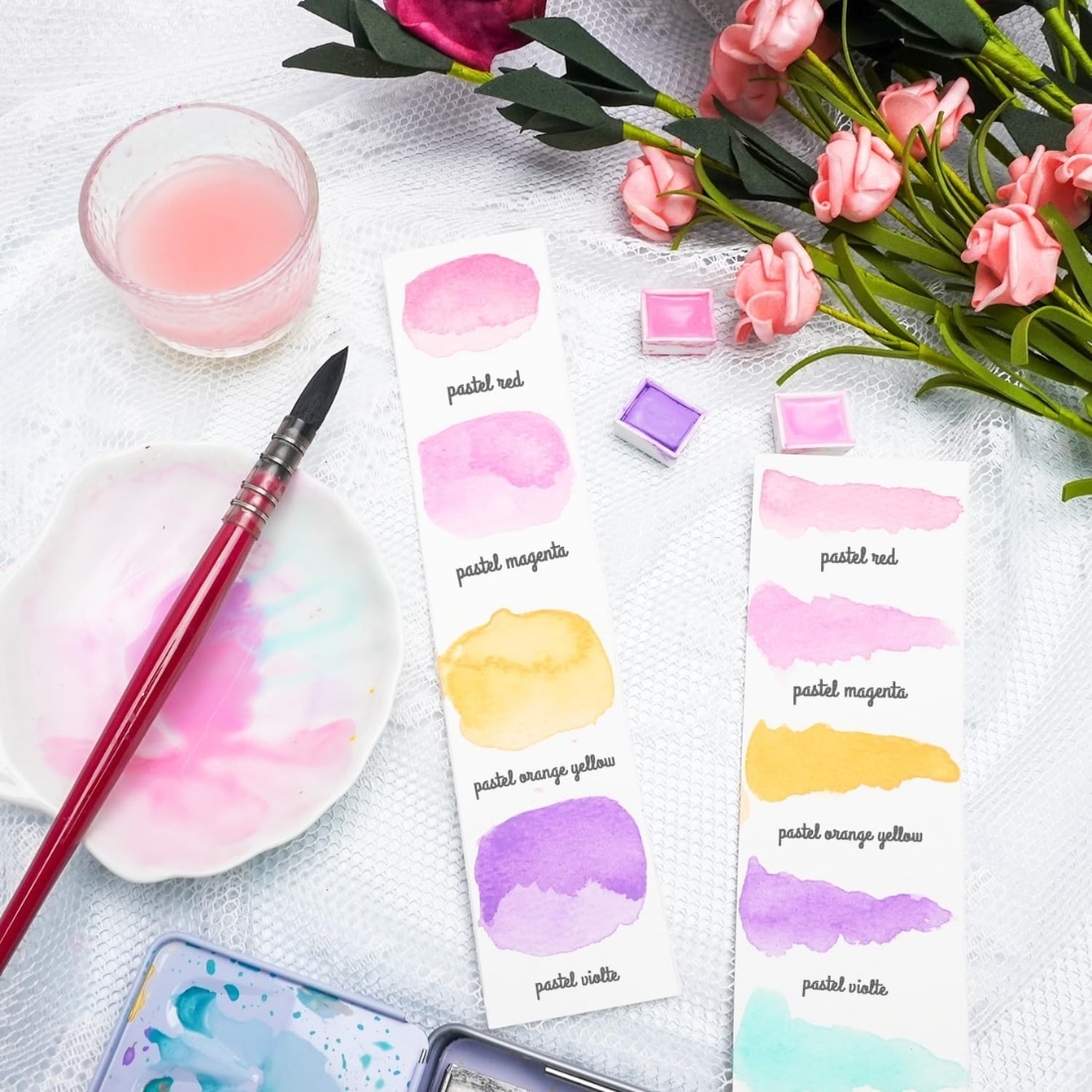 Boite métal aquarelle pastel 12 demi-godets Phoenix – Image 4