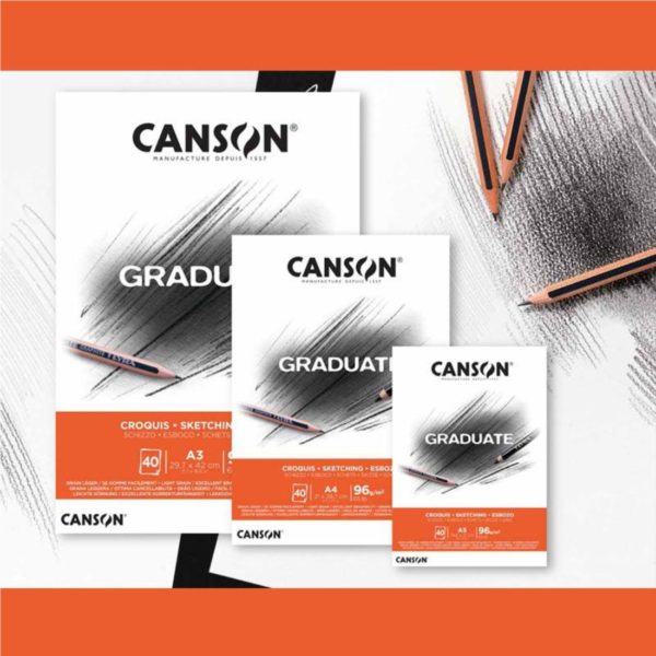 Bloc 40 feuilles Canson® Graduate Croquis A4 96g/m², grain léger blanc