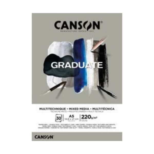 BLOC CANSON GRADUATE MIXED MEDIA GRIS 220g/m² 30 FEUILLES