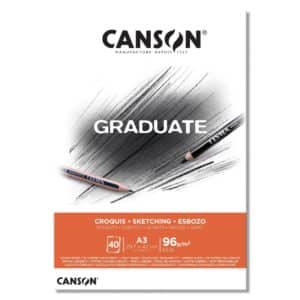 Bloc 40 feuilles Canson® Graduate Croquis A4 96g/m², grain léger blanc A3