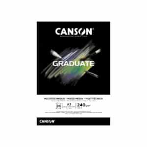 CANSON Graduate Mixed Media - Bloc 20 feuilles - Papier multitechnique - A3-240g/m² - Noir profond A3