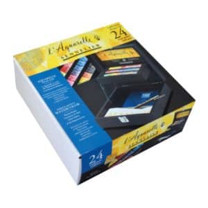 Coffret bois 24 demi-godets Sennelier