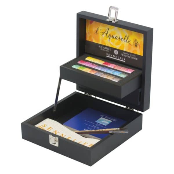 Coffret bois 24 demi-godets Sennelier