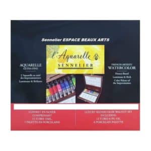 coffret en bois de noyer de 12 tubes d’aquarelle extra-fine Sennelier