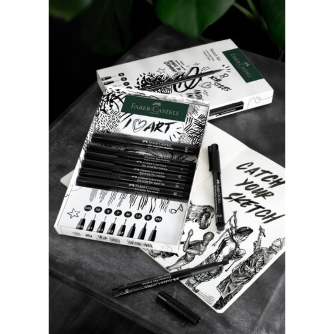 Set Sketch 8 feutres Pitt Artist Pens assortis + carnet de croquis – Image 3