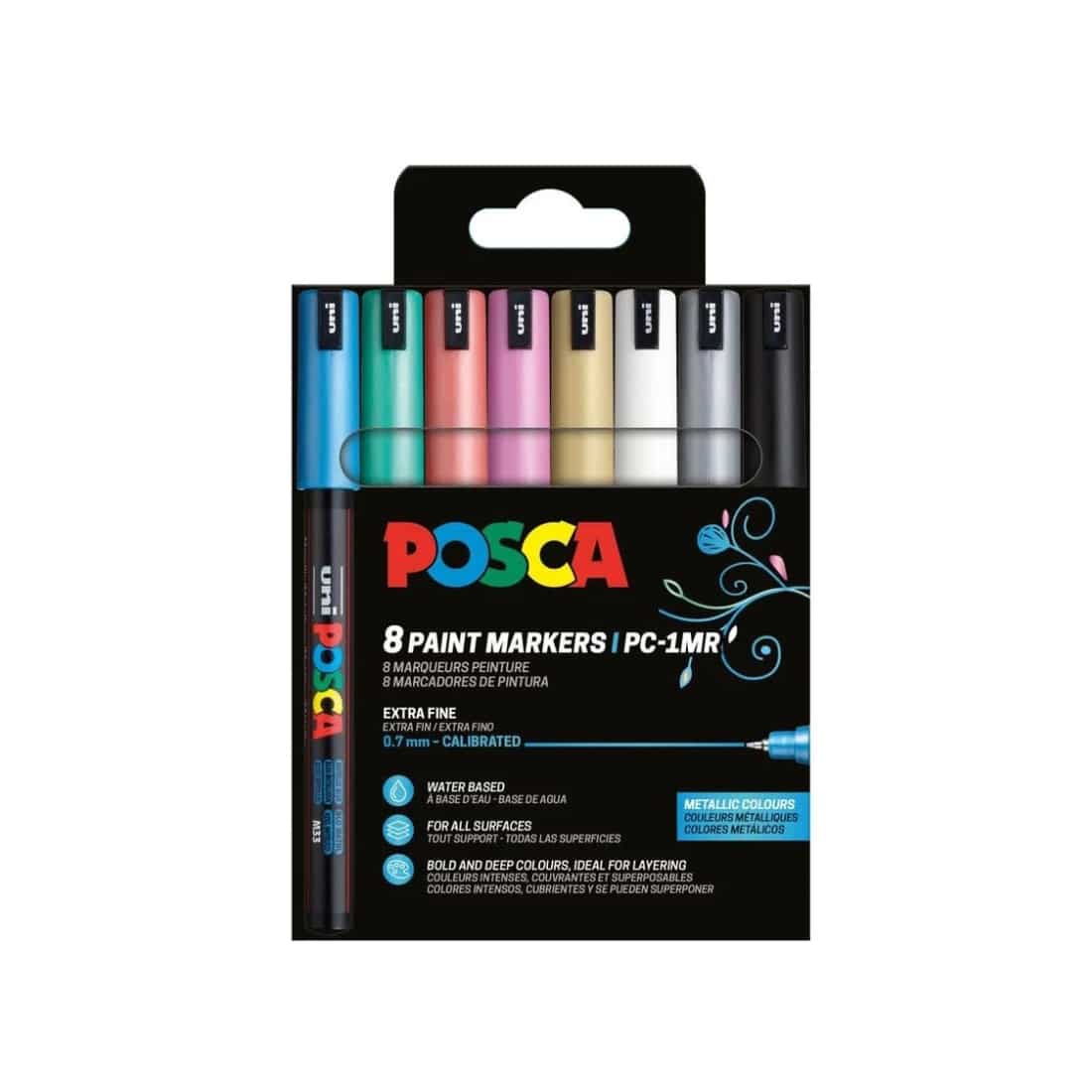 set 8 Posca PC1MR couleurs métal