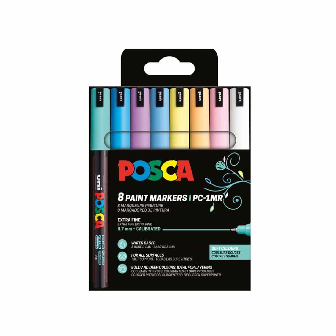 set 8 Posca PC1MR couleurs pastel