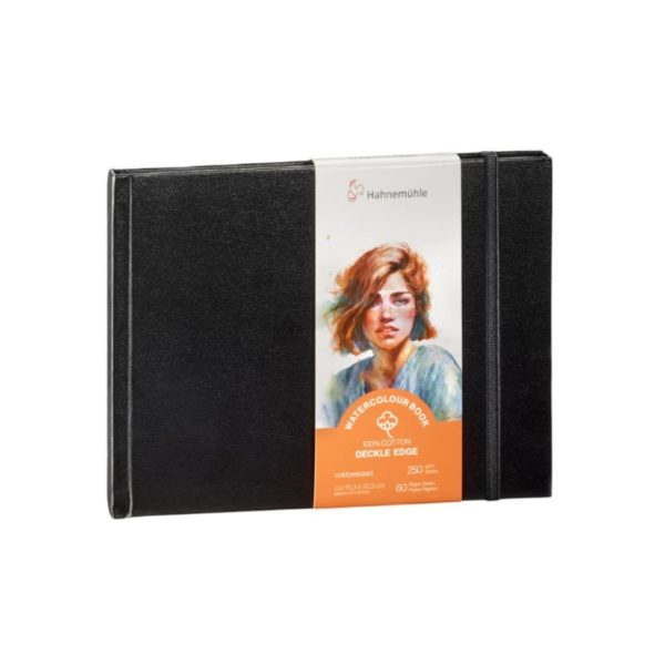 Carnet frangé watercolour book deckle edge Hahnemühle 10,3 x 15,3 Portrait 250g 30f grain fin