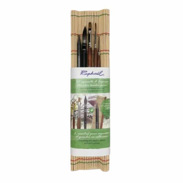 PINCELIER DE VOYAGE AQUARELLE & ESQUISSE (3 précision, 1 softaqua, 1 mine de plomb)