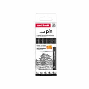 Sets de 4 feutres calibrés + 1 gratuit Uni Pin – Encre noire