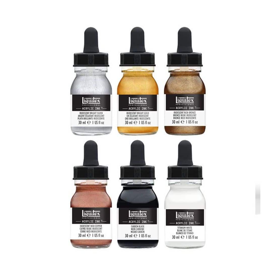 Set de 6 encres acryliques 30 ml métalliques Liquitex – Image 2